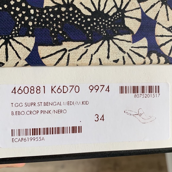 Gucci Crop Pink/Nero Bengal Mules/Slides Size: EU 34 (Approx. US 4. Like new - Picture 5 of 5